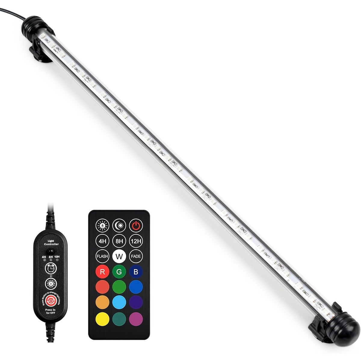 Submersible LED Aquarium Light Multicolor Underwater Fish Tank Light 7.5 to 35 Inch Multiple Sizes 9 to 66 LEDs for Freshwater Saltwater Aquarium Decoration Reef Planted Tank
