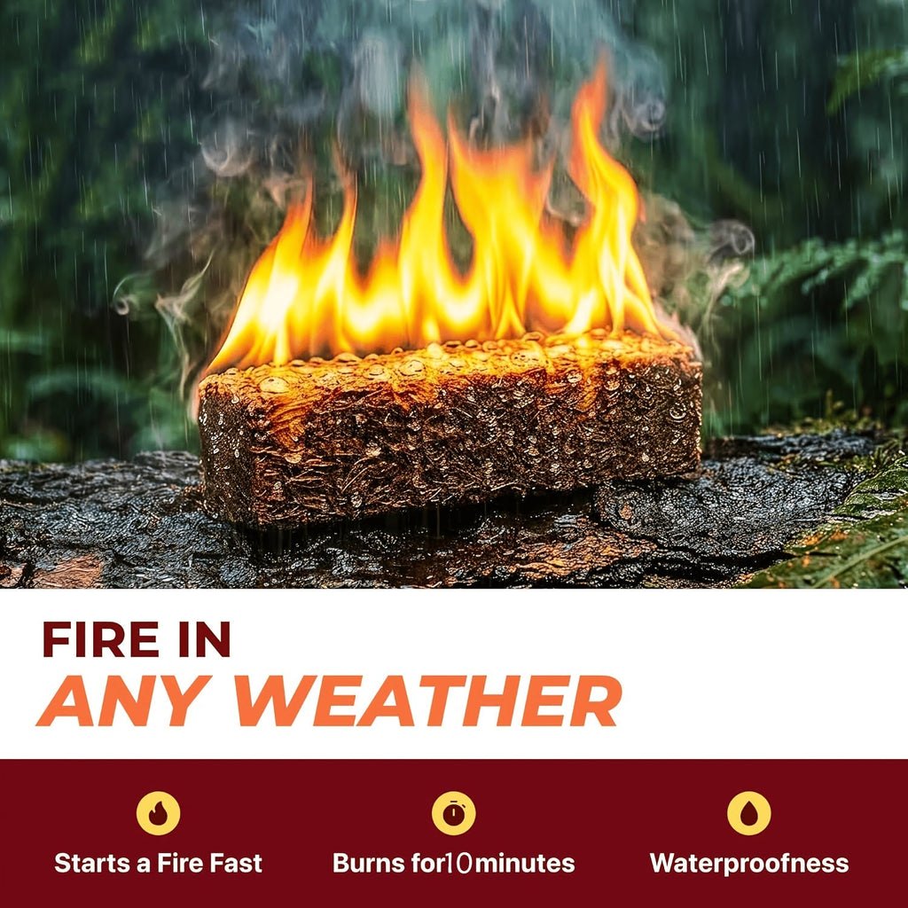 Waterproof Odorless Fire Starter Squares Bulk Pack – 6-Minute Burn Charcoal Firestarter Cubes for Campfire BBQ Grill Fireplace Wood Stove Fire Pit, No Kindling Needed, 32 64 128 192 Piece Options
