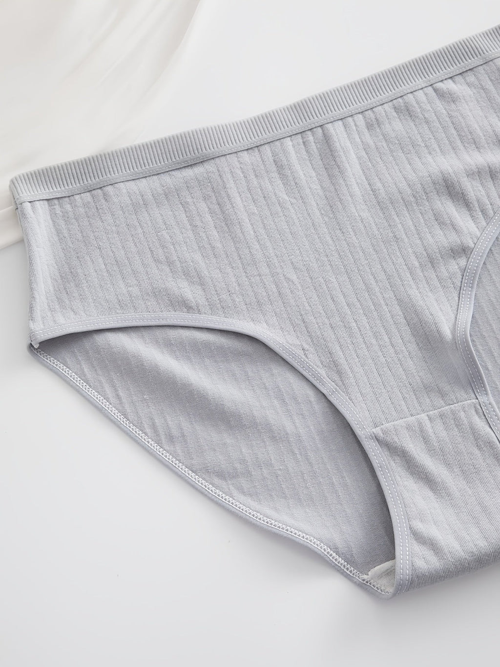 6-Pack Ribbed Thong Panties – Women's Soft Breathable Mid-Waist Triangle Underwear, Rib-Knit Texture, Solid Colors, Maternity-Friendly Everyday Panties