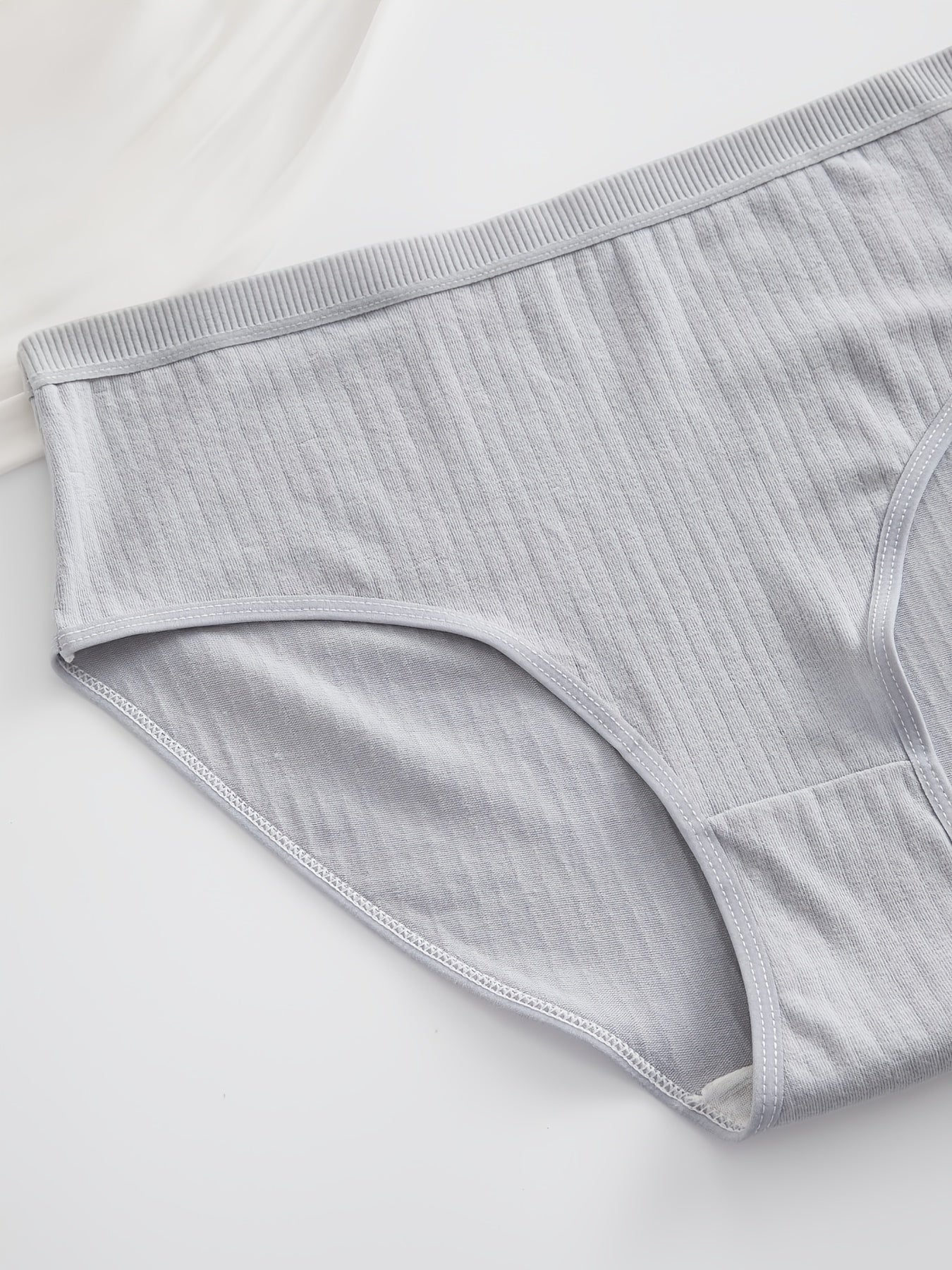 6-Pack Ribbed Thong Panties – Women's Soft Breathable Mid-Waist Triangle Underwear, Rib-Knit Texture, Solid Colors, Maternity-Friendly Everyday Panties