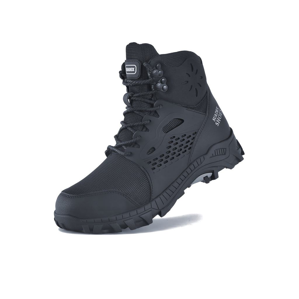 Steel Toe Boots for Men & Women – Waterproof Work Construction Safety Shoes with Anti-Piercing Kevlar Midsole, Non-Slip Rubber Sole, ASTM F2413-18 Compliant, Sizes US 4.5–13.5, Black