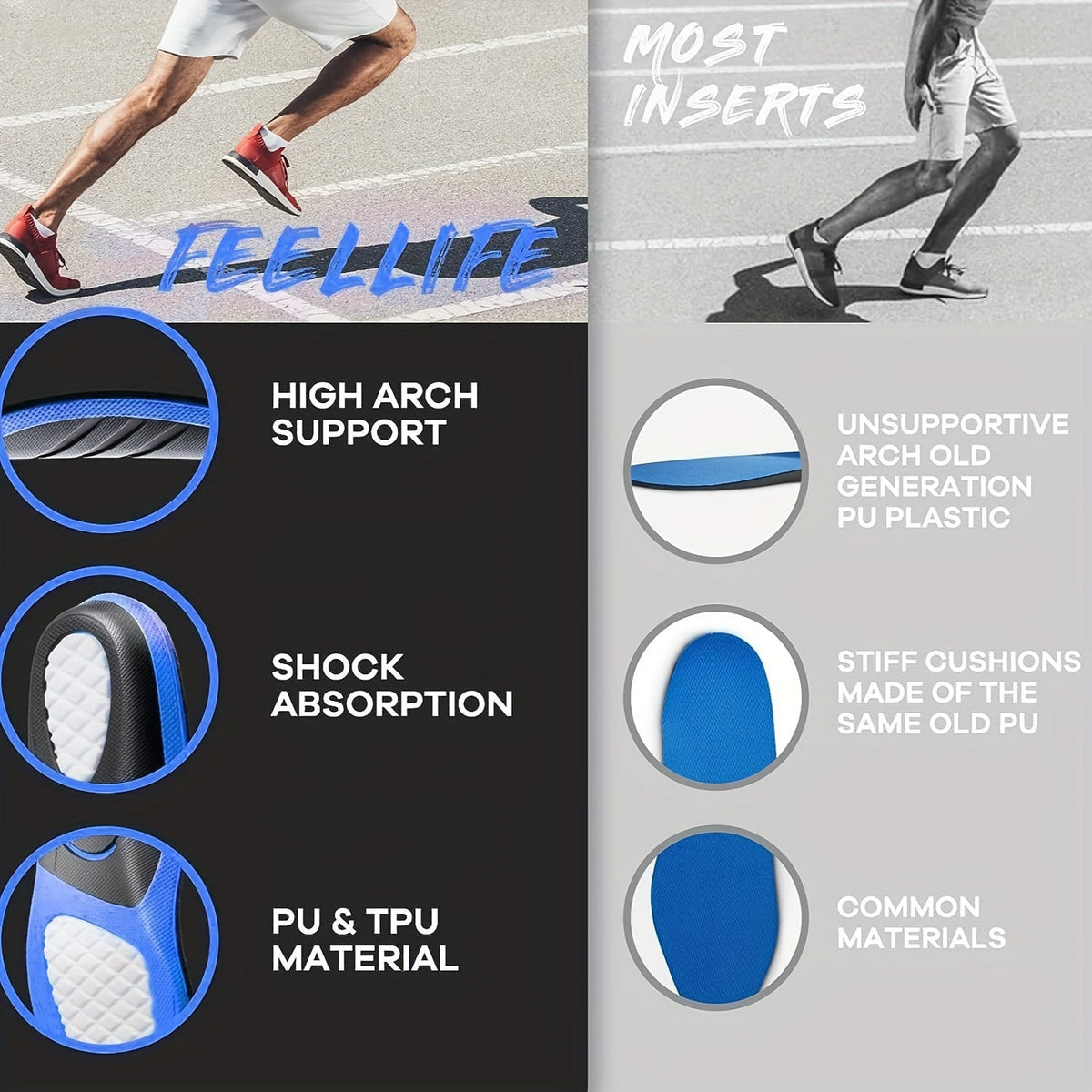 Heavy Duty Arch Support Insoles 300+ LBS for Men & Women – TPU Gel Shock Absorbing Shoe Inserts for Flat Feet, Work Boots, Running, Hiking & Standing All Day – Trimmable, 12-Month Guarantee