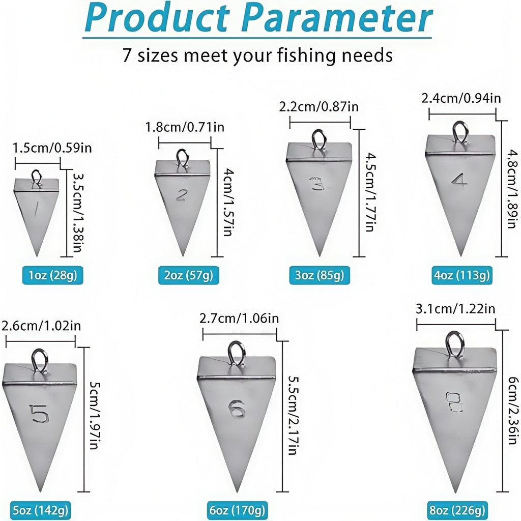 Pyramid Fishing Sinkers 1oz to 10oz Multi-Pack – Strong Hold Saltwater Freshwater Surf Fishing Weights for Pompano Bass Drum Croaker, Bottom Fishing Tackle 1oz 2oz 3oz 4oz 5oz 6oz 8oz 10oz