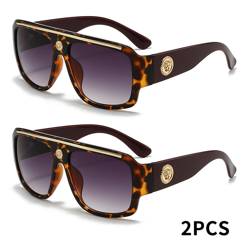 2-Pack Men's Cyberpunk Square Fashion Glasses with Metal Frame – Lightweight Street Style Sunglasses for Men, 8 Color Options, Daily Wear & Gift