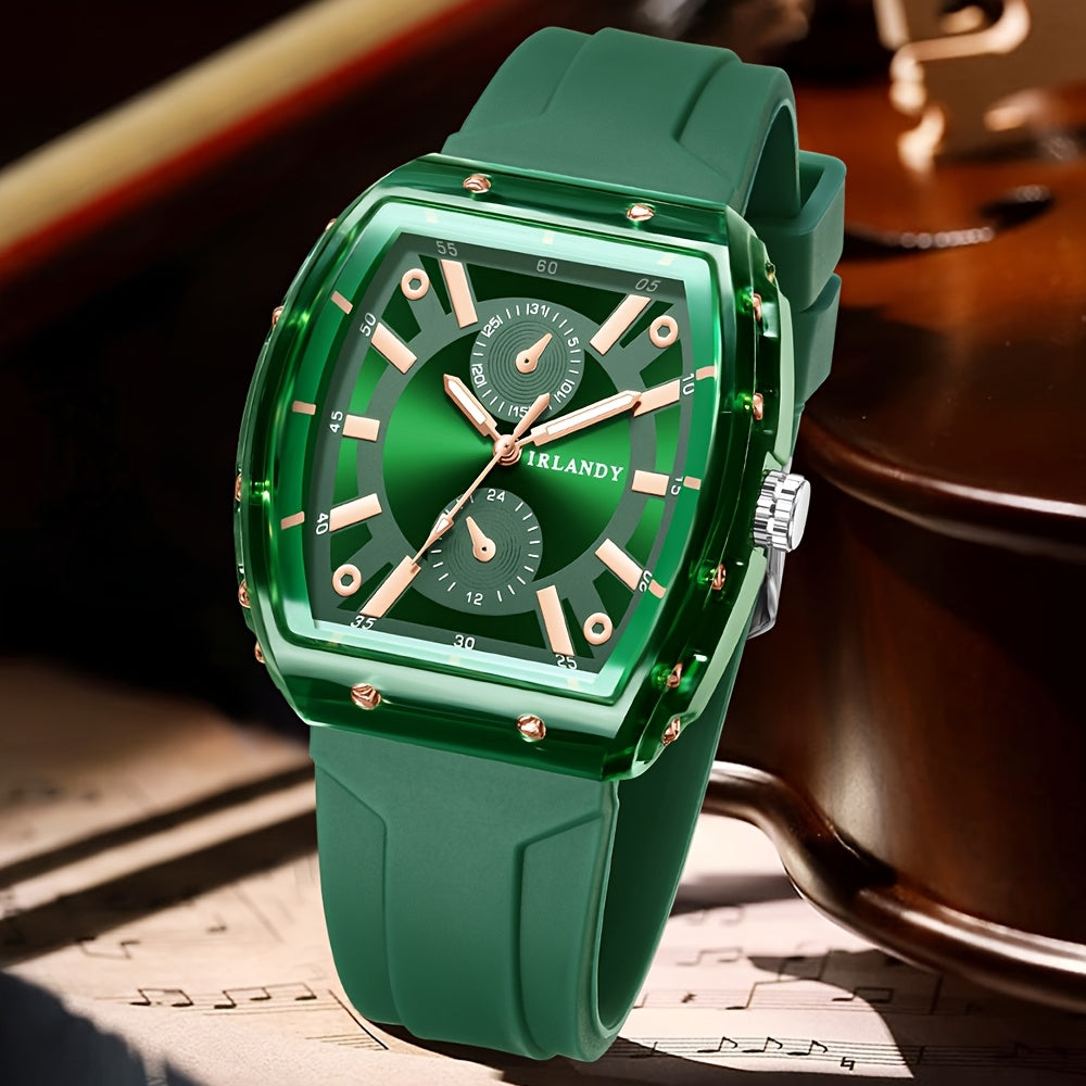 Minimalist Quartz Watch for Men Silicone Strap – Round Dial Alloy Case Fashion Casual Sports Business Wristwatch 5 Colors White Black Green Blue Brown, Perfect Gift for Him
