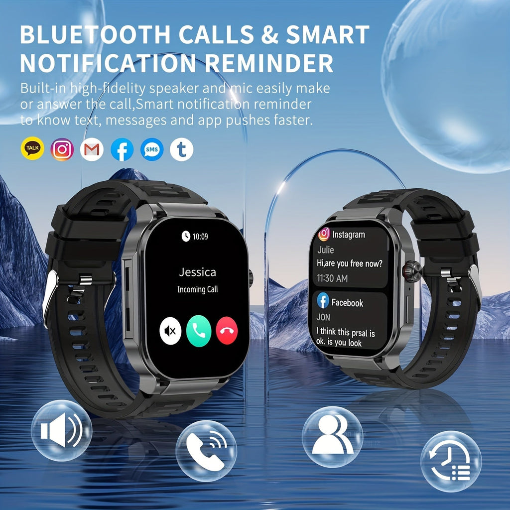 Smartwatch with AI Voice Command 2.1" HD Full Screen Bluetooth 5.3 – 400mAh Battery, Wireless Calls, SMS Alerts, 123+ Sports Modes, Music Playback, Heart Rate & Fitness Tracker for Men Women