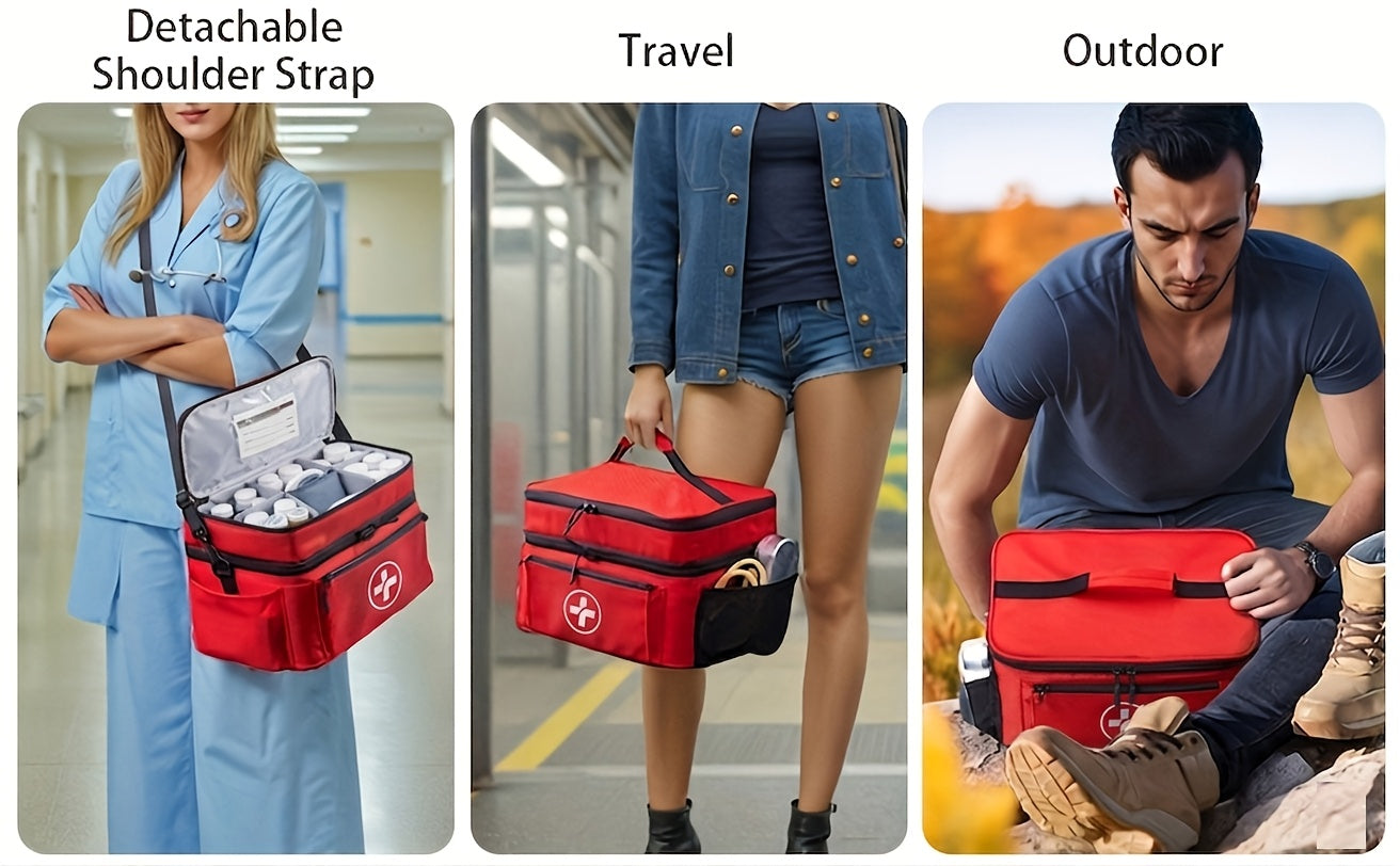 Medicine Storage Bag First Aid Kit Organizer – Household Medicine Organizing Box with Rack Basket for Home, Travel & Car Emergency Preparedness, Perfect Holiday Gift