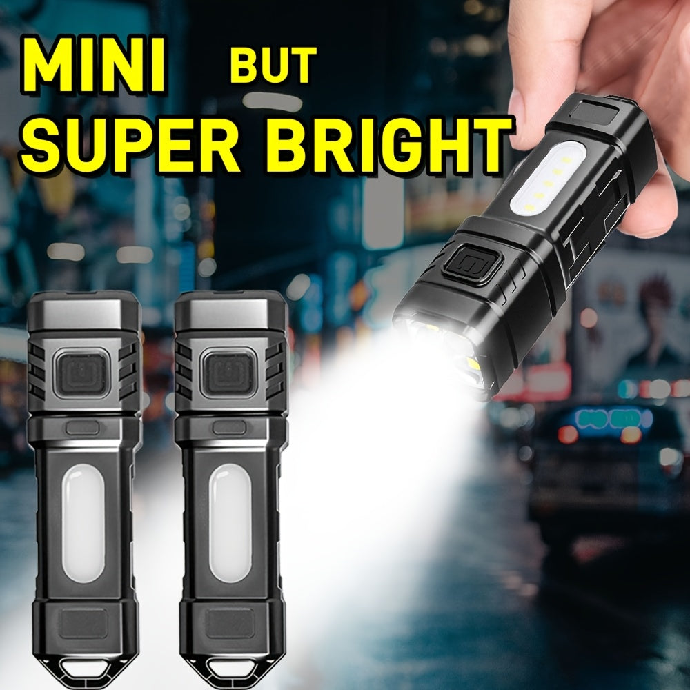 Rechargeable LED Flashlight 3 or 6 Pack 2000 Lumens COB USB-C – Compact Mini Handheld Flashlight with 4 Modes, 300M Beam, Back Clip & Built-In Battery for Camping Hiking Hunting Emergency EDC