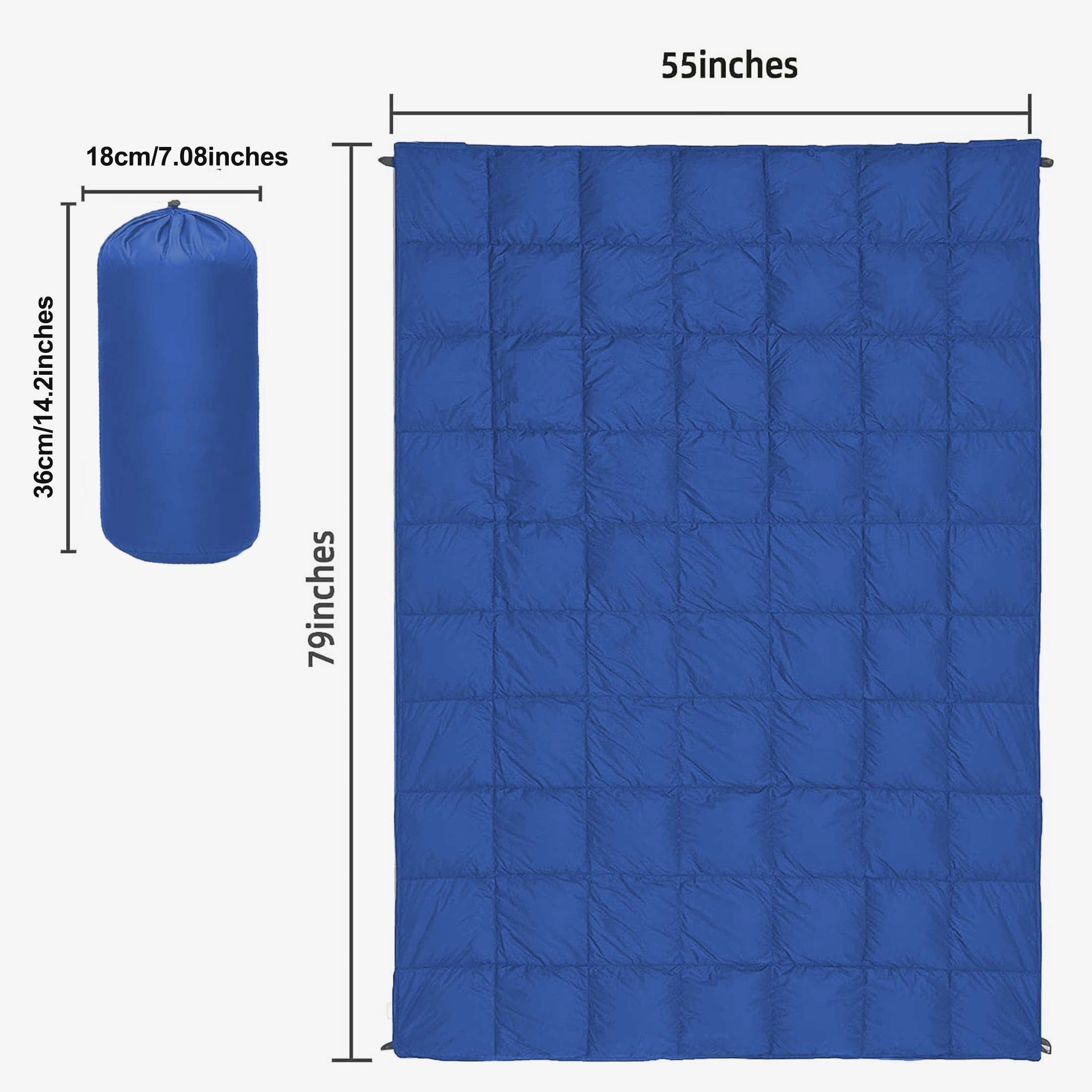 Outdoor Camping Puffy Blanket DWR Water Resistant with 3D Eye Mask – Foldable Lightweight Warm 140x200cm for Camping Travel Car Beach Stadium Festival Hammock Sofa Green Grey Black Blue