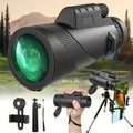 10x42 HD Monocular Telescope with Phone Adapter & Tripod – FMC Lens Compact Scope for Bird Watching, Wildlife, Hiking, Camping, Concerts & Sports – Black & Green, Christmas Gift