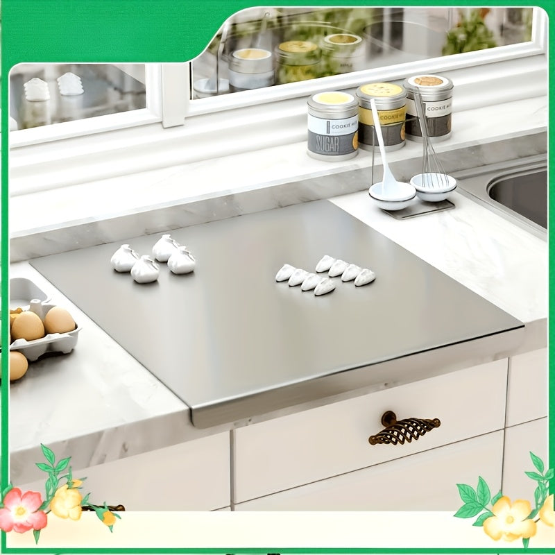 304 Stainless Steel Cutting Board Rust-Proof Non-Porous Butcher Block Kitchen Prep Board Dishwasher Safe Easy to Clean 3 Sizes for Meat Vegetables Fish Bread Cheese