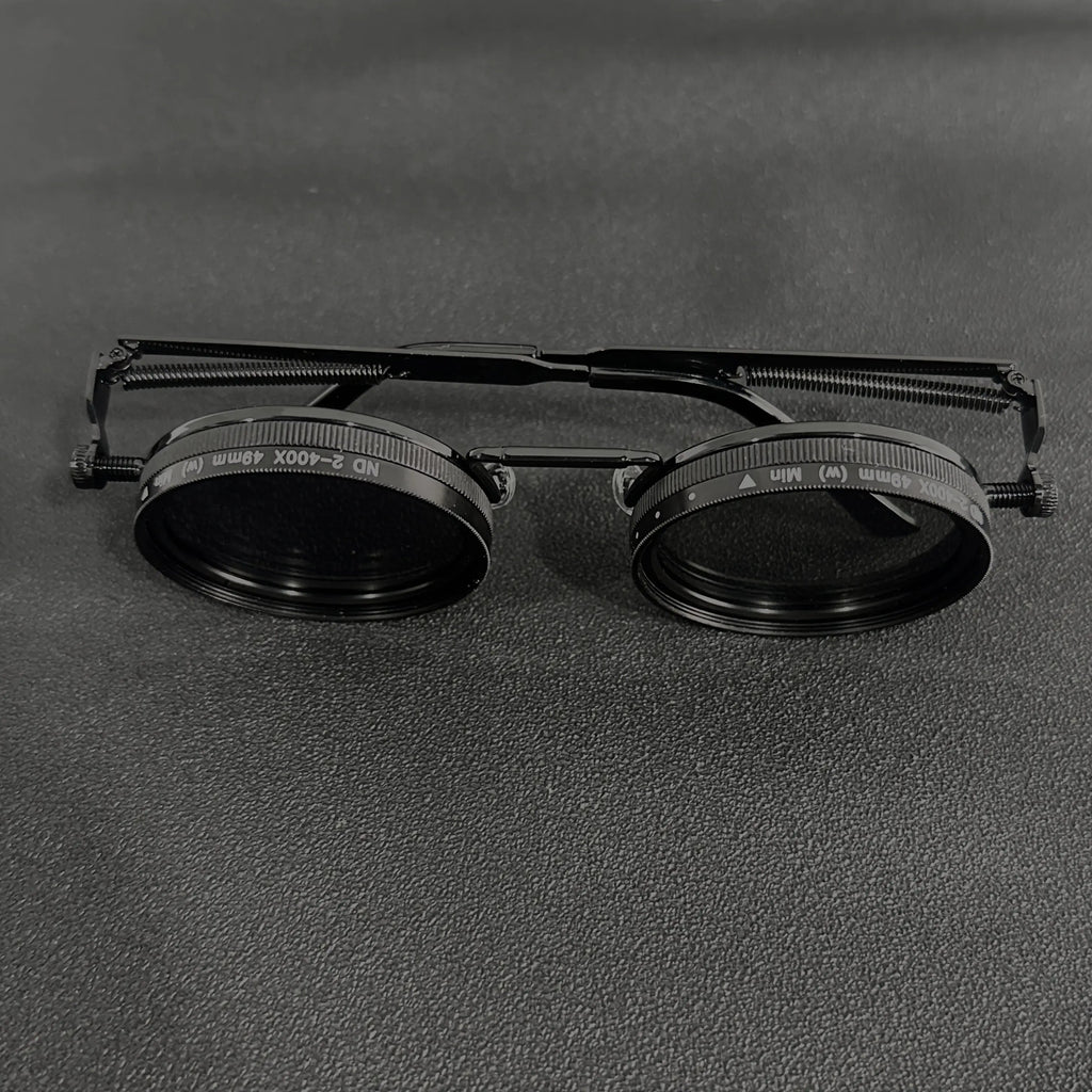 Men's Vintage Steampunk Spin Fashion Glasses – Adjustable Brightness, Alloy Frame, Black & Grey Gradient Interchangeable Lenses, Bohemian Party & Casual Eyewear Accessory