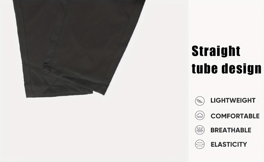 Men's Cargo Pants 2-Pack Multi-Pocket Elastic Waist Drawstring Hiking Trousers Breathable Loose Straight Fit All Season Black Khaki Dark Grey Sizes S-XXL