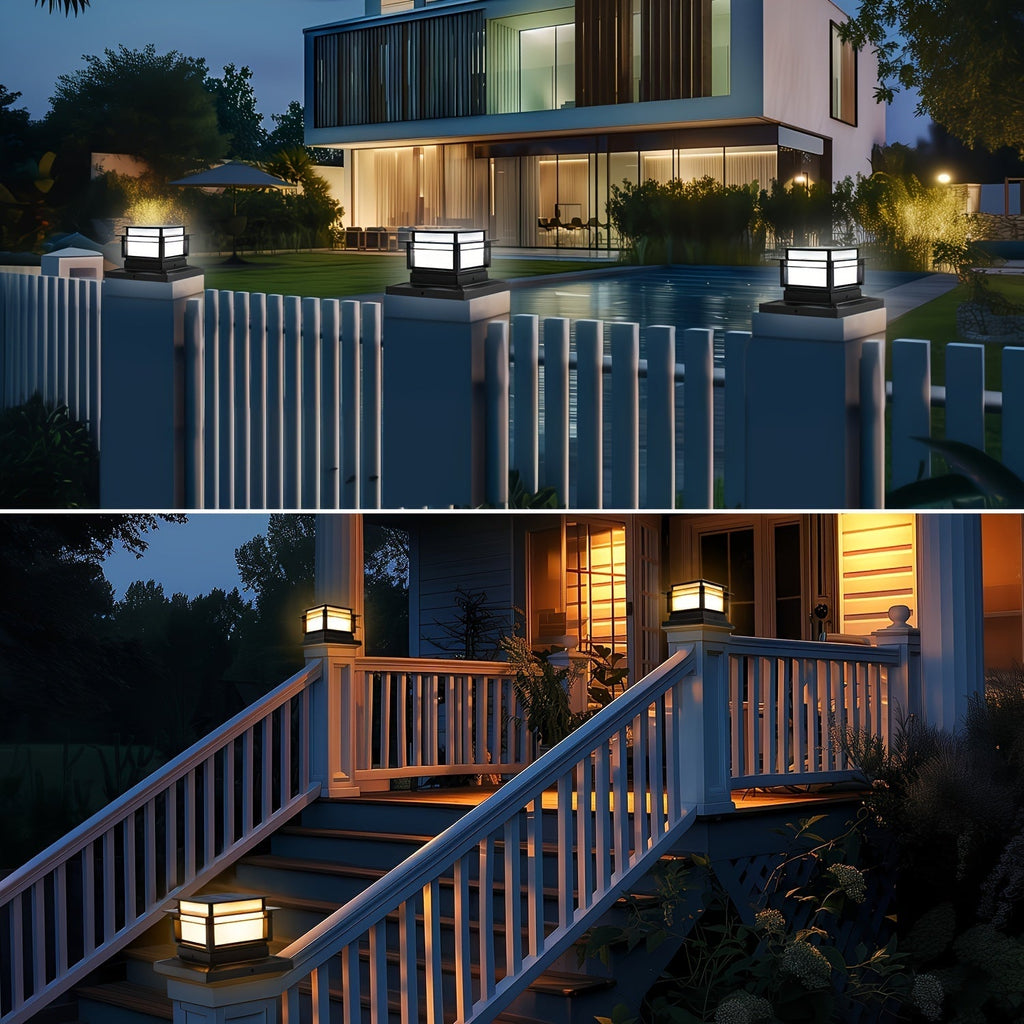 Solar Post Cap Lights 6 Pack Outdoor LED – Waterproof Dusk-to-Dawn Auto On/Off Solar Fence Post Lights for Deck, Porch, Patio, Garden, Stair & Yard Decoration