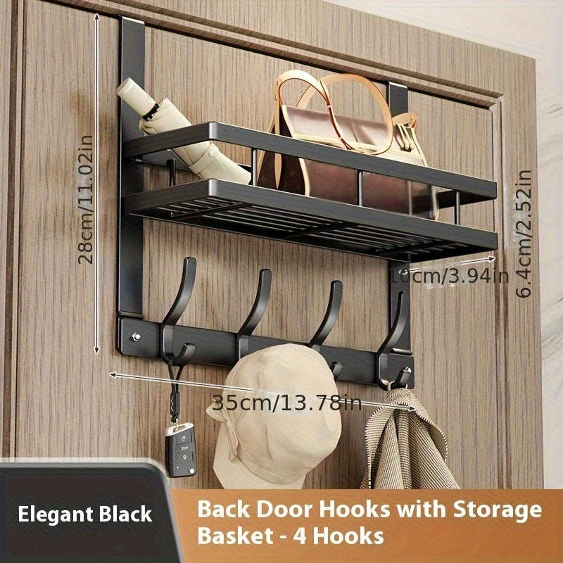 Over-the-Door Storage Rack with Hooks Heavy Duty Metal Organizer for Bedroom Bathroom Kitchen Closet Door Hanger No Tools Required 4 to 8 Hooks