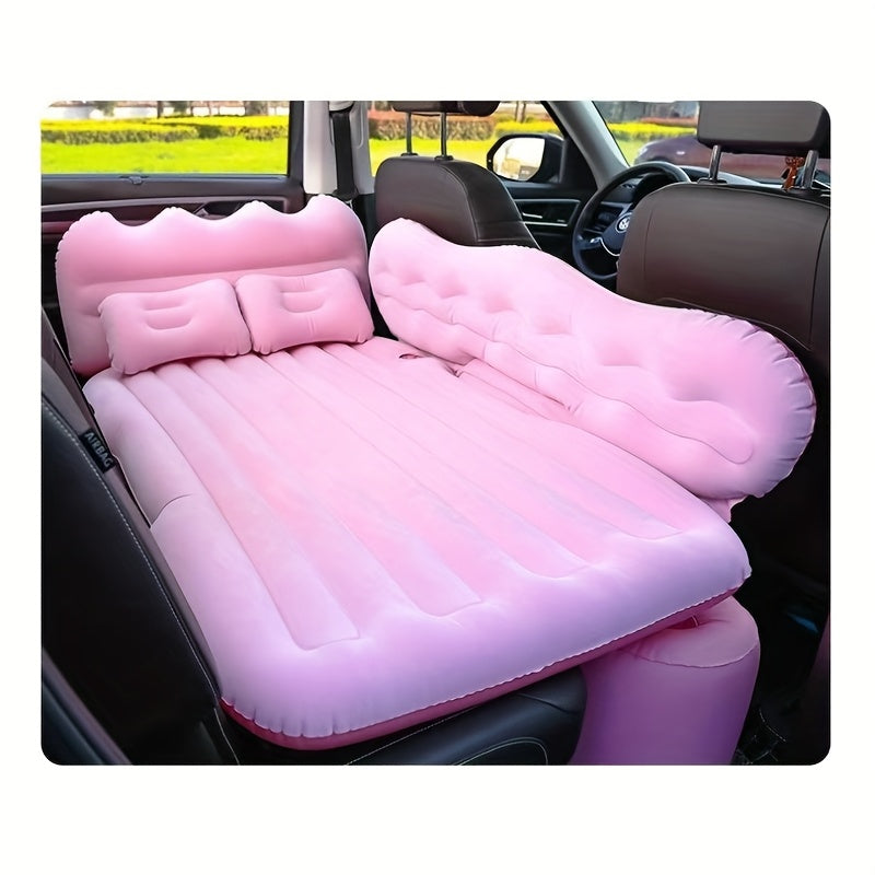 SUV Air Mattress Inflatable Car Bed for Camping & Travel - Universal Flocked Blow Up Mattress for SUV Trunk Back Seat, Portable Car Camping Bed with Storage Bag & Repair Kit, Road Trip Accessories