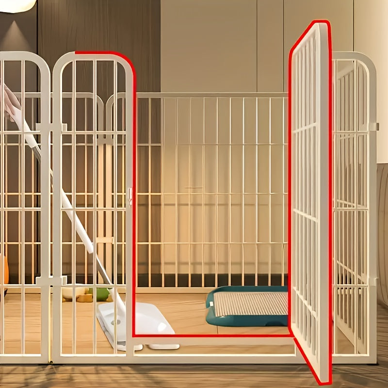 Stainless Steel Indoor Dog Enclosure – Multi-Functional Pet Pen with Resting, Play & Potty Training Zones for Small & Medium Dogs, Pre-Assembled Easy Setup, Black or White