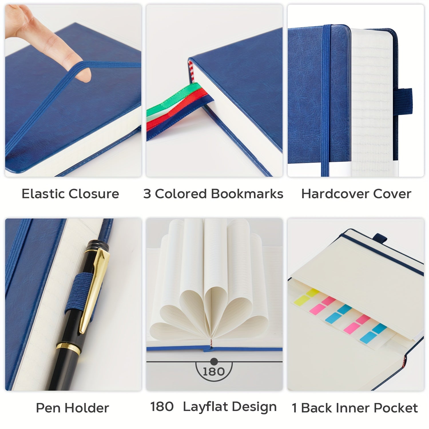 A4 Hardcover Notebook 320 Pages 100GSM – Large College Ruled Leather Journal 8.5x11 for Work School Study Writing Business, Lined Notebook for Women Men, 6 Colors