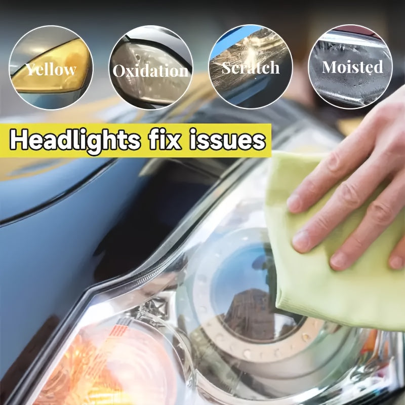 Headlight Restoration Kit with Advanced Ceramic Coating – Removes Yellow Haze Fog & UV Damage, Restores Clarity & Shine for All Vehicle Headlights, Long-Term Weather Protection