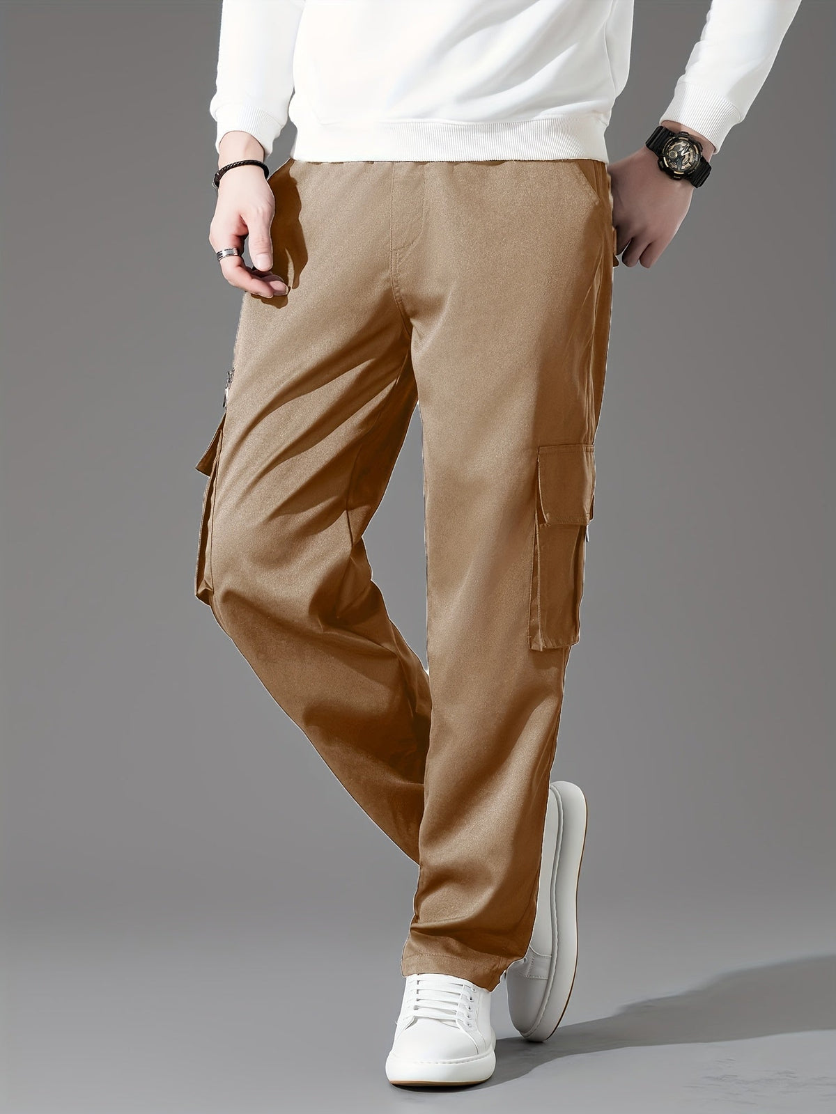Men's Cargo Pants 3-Pack Multi-Pocket Tactical Outdoor Travel Casual Daily Pants Sizes S-XXXL 10 Colors Black Khaki Army Green Navy Blue Dark Gray