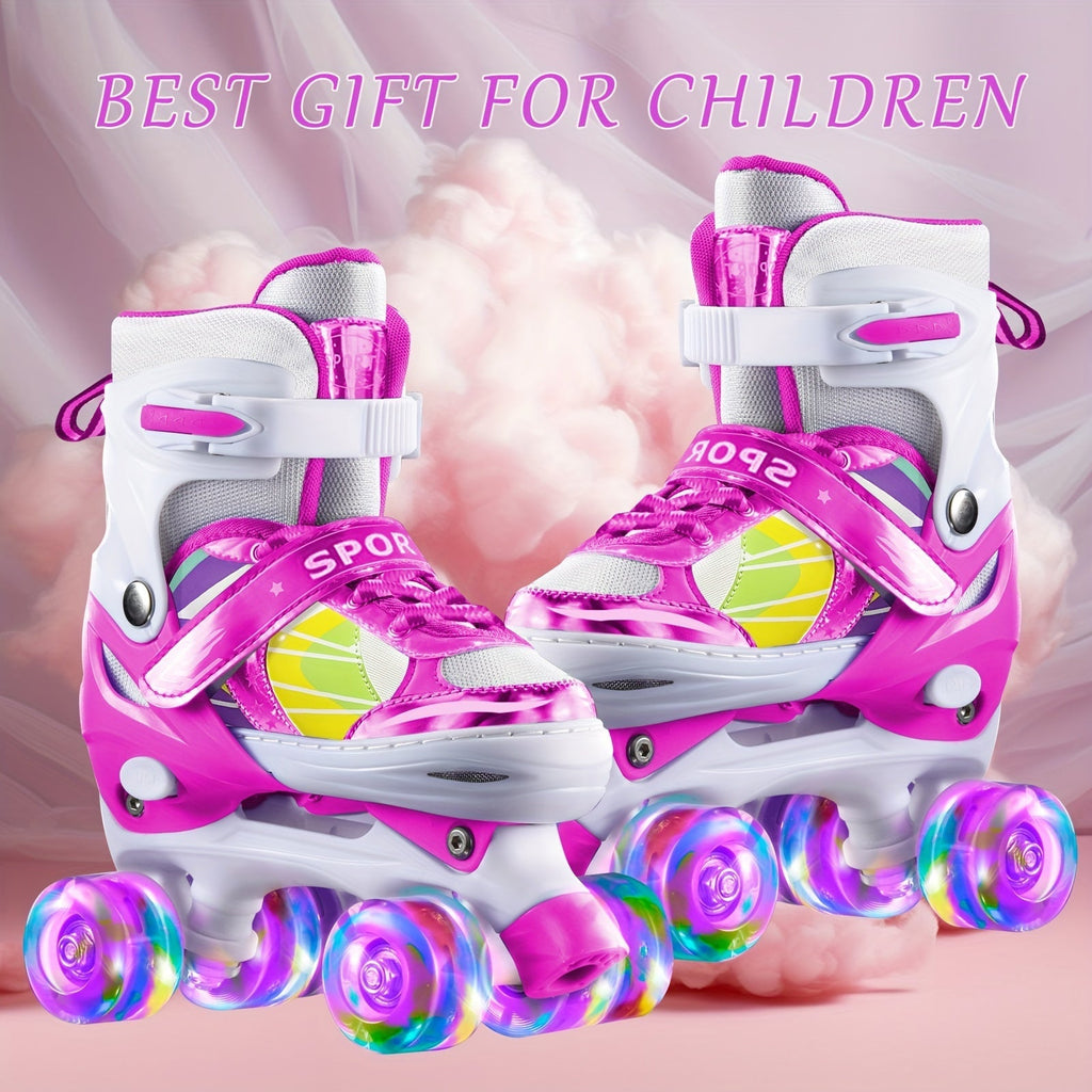 Adjustable Kids Roller Skates with Light-Up Wheels – Fun LED Rollerskates for Boys & Girls Ages 4–12, Youth & Toddler Sizes S/M/L, 9 Colors