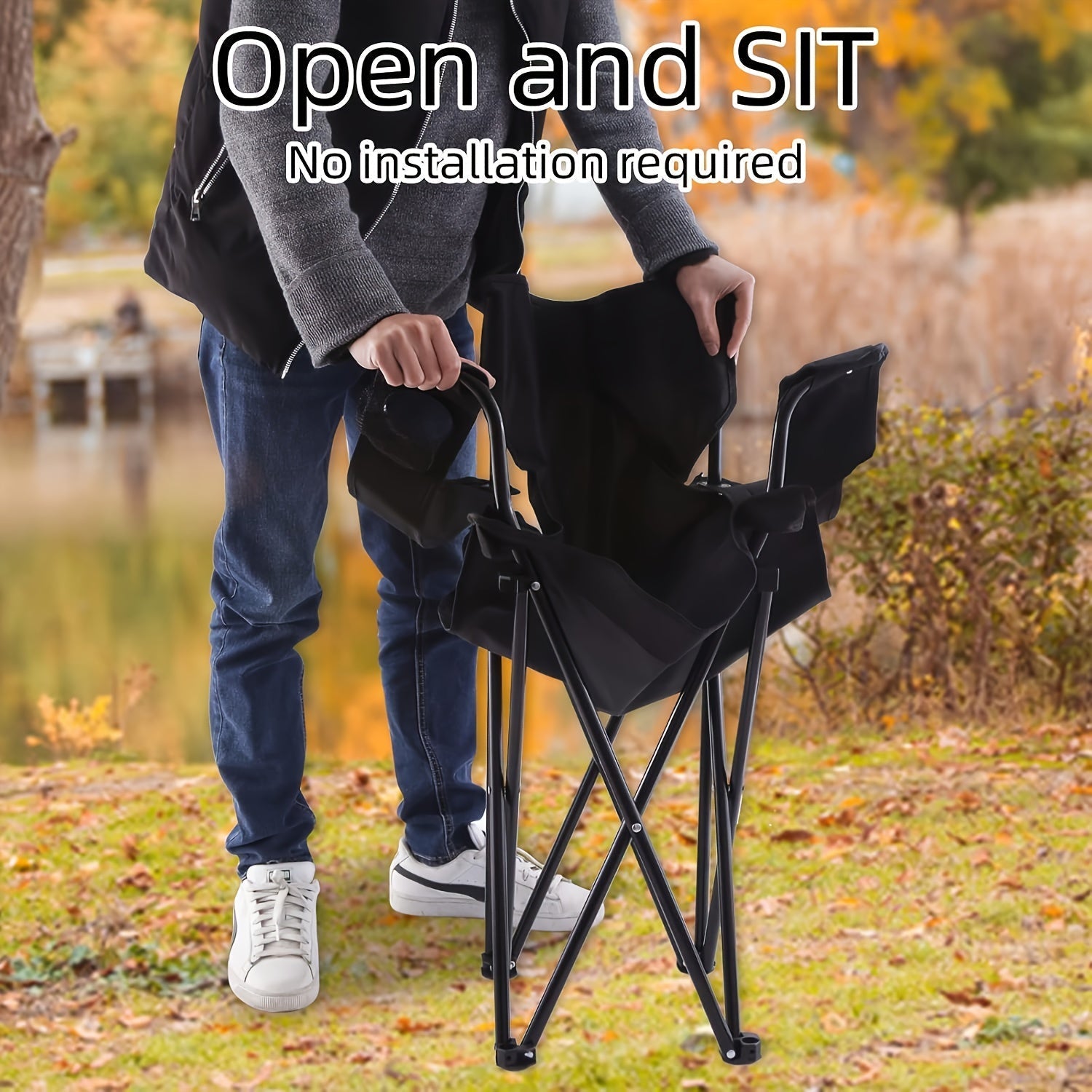 Foldable Camping Chairs 2 Pack – Steel Frame Oxford Cloth Cup Holders Portable Storage Bags for Outdoor BBQ Courtyard Beach Picnic Holiday Gift