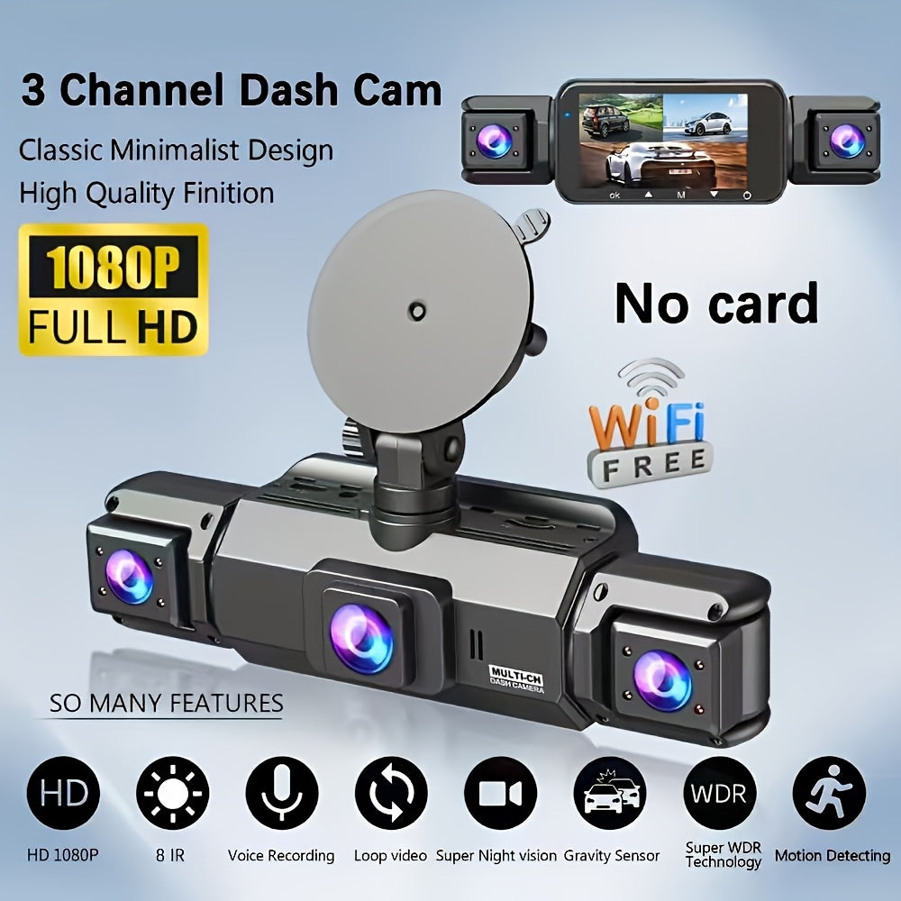 360 Dash Cam 3 4 Channel 1080P HD Full Coverage Night Vision WDR G-Sensor Loop Recording 24/7 Parking Monitor WiFi Multi-Lens Car Camera System Zero Blind Spots Front Rear Side Interior