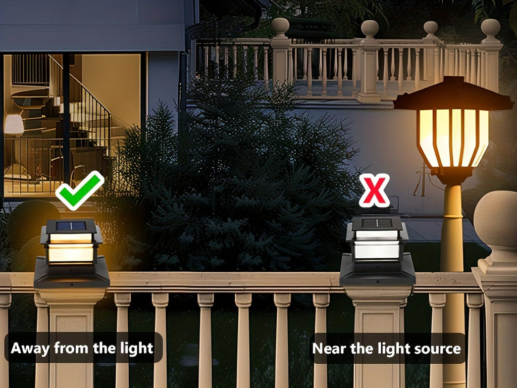 Solar Post Cap Lights 6 Pack Outdoor LED – Waterproof Dusk-to-Dawn Auto On/Off Solar Fence Post Lights for Deck, Porch, Patio, Garden, Stair & Yard Decoration