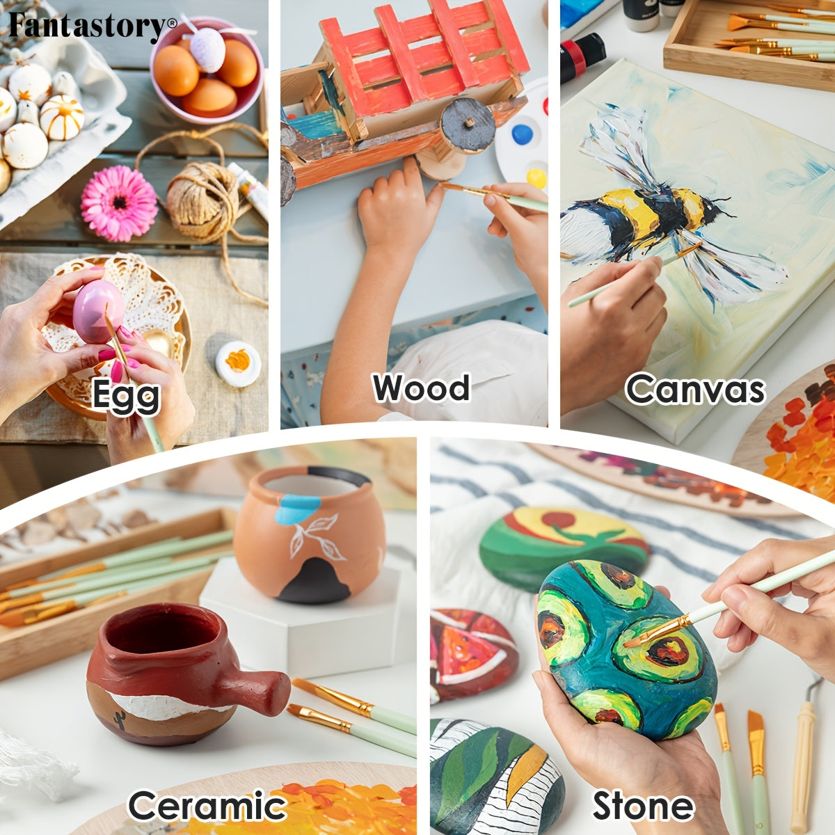 Professional Acrylic Paint Set 24 Colors 2oz 60ml Large Volume Tubes with 12 Brushes – Rich Pigment Thick Acrylic Paints for Canvas Wood Rock Glass Ceramic Fabric – Art Supplies for Beginners and Artists