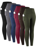 High Waist Leggings with Pockets Women 6 Pack Buttery Soft Tummy Control Yoga Pants Multicolor Sets S-XXL