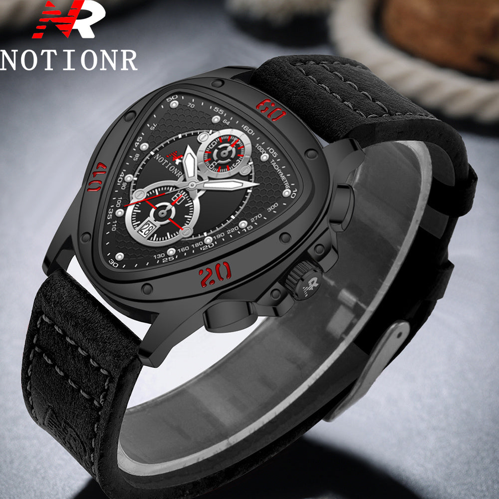 2pcs Men's Watch Set Sports Triangle Dial Silicone Strap and Retro Square Dial Quartz Watches with Date Display Dress Watch for Casual Valentine's Father's Day Gift