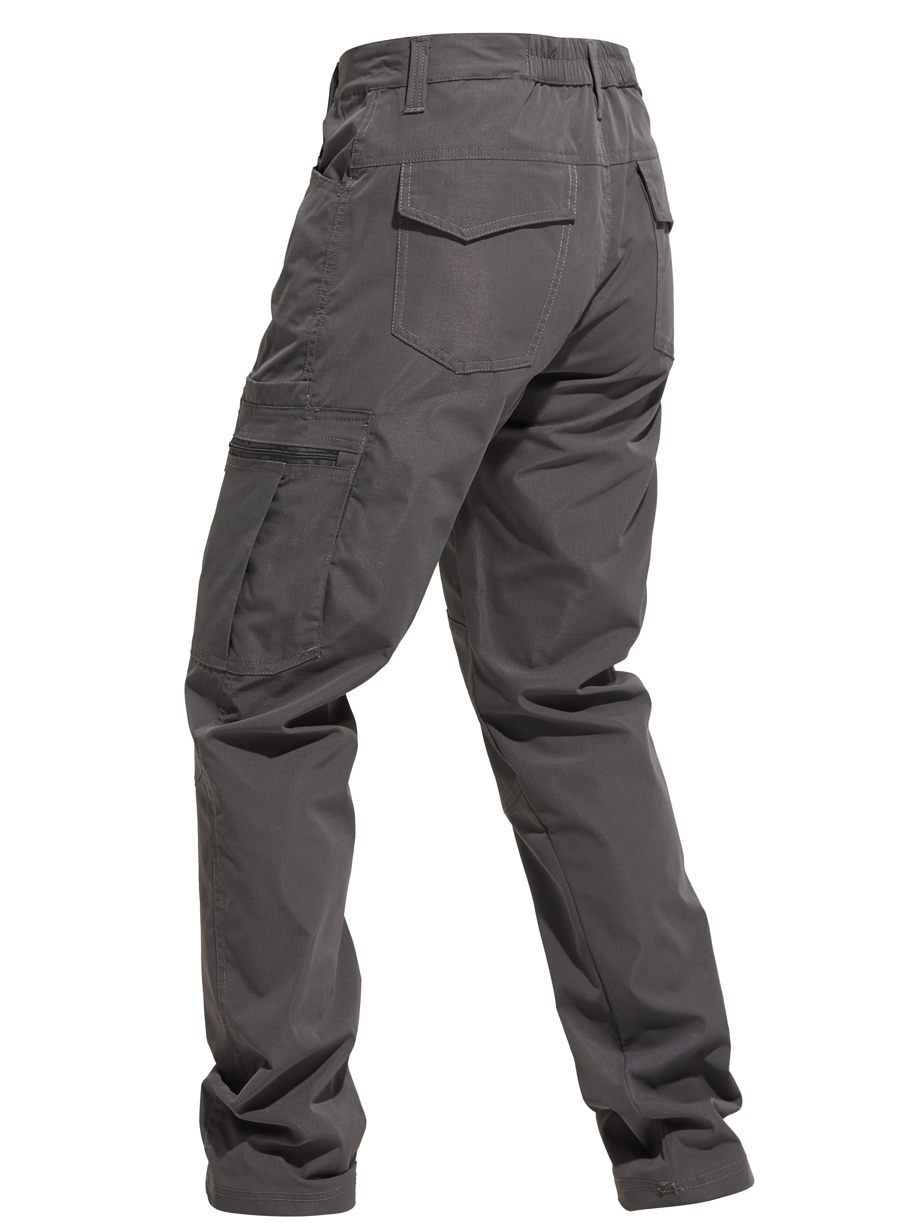 Men's Outdoor Cargo Hiking Pants Multi-Pocket Tactical Trousers All Season Lightweight Camping Fishing Cycling Dark Gray Khaki Sizes 30-42