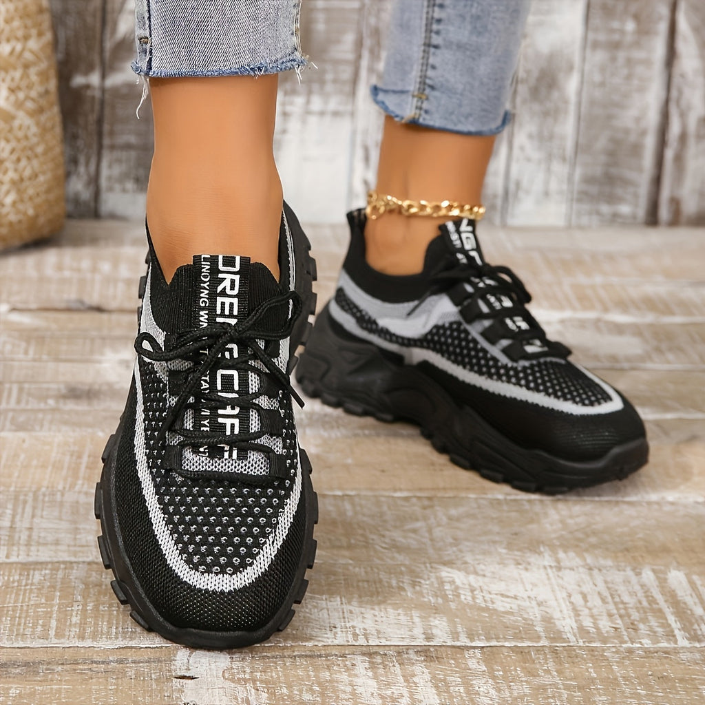 Women's Casual Low-Top Sneakers with Thick PVC Sole – Breathable Lightweight Tennis Shoes for Gym, Running & Everyday Wear | Women's Sports Shoes Sizes US 5-10 in Green, Black, Pink & Blue
