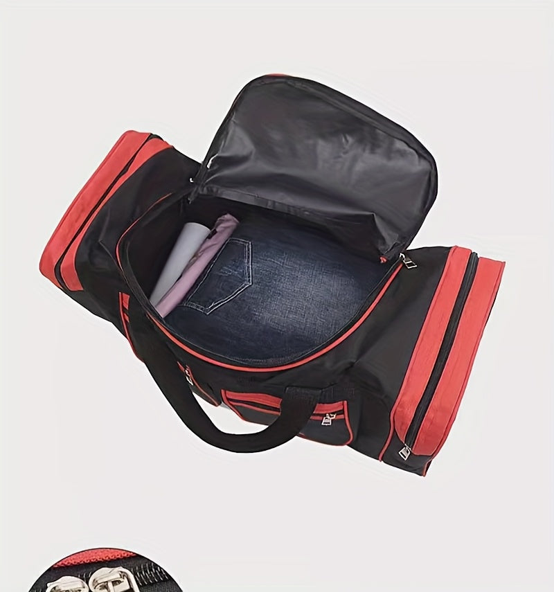 Heavy-Duty Large Capacity Travel Duffel Bag for Men & Women – Multi-Pocket Gym Bag with Adjustable Shoulder Strap & Zipper for Fitness, Weekend Trips, Business Travel & Outdoor Use, Red