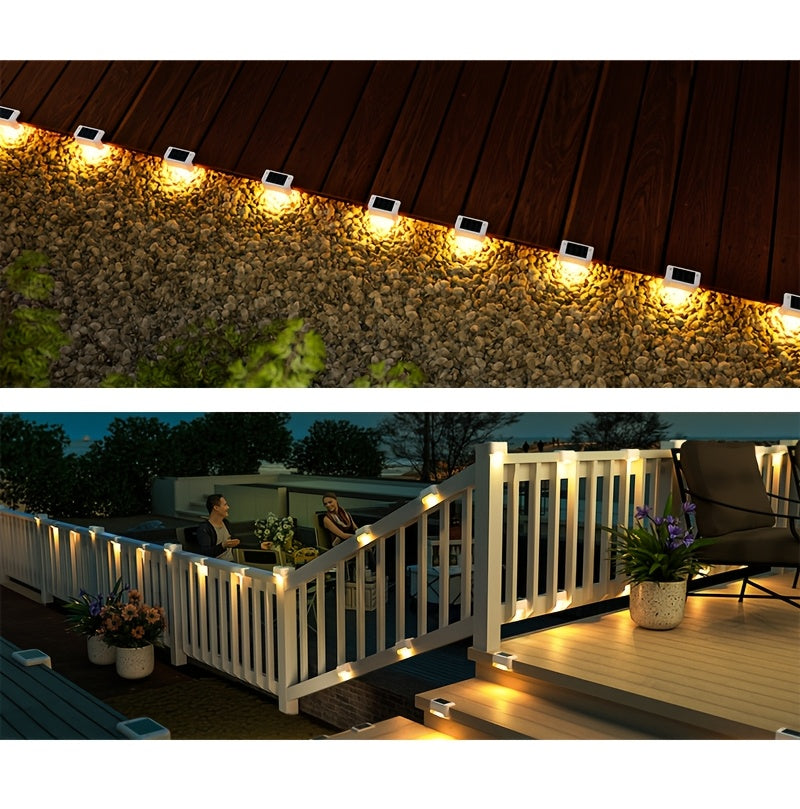 Solar Deck Lights Outdoor Waterproof LED – Auto Dusk to Dawn 800mAh Warm White Solar Powered Step Stair Fence Pathway Patio Garden Driveway Yard Wall Lighting 8 16 32 Pack