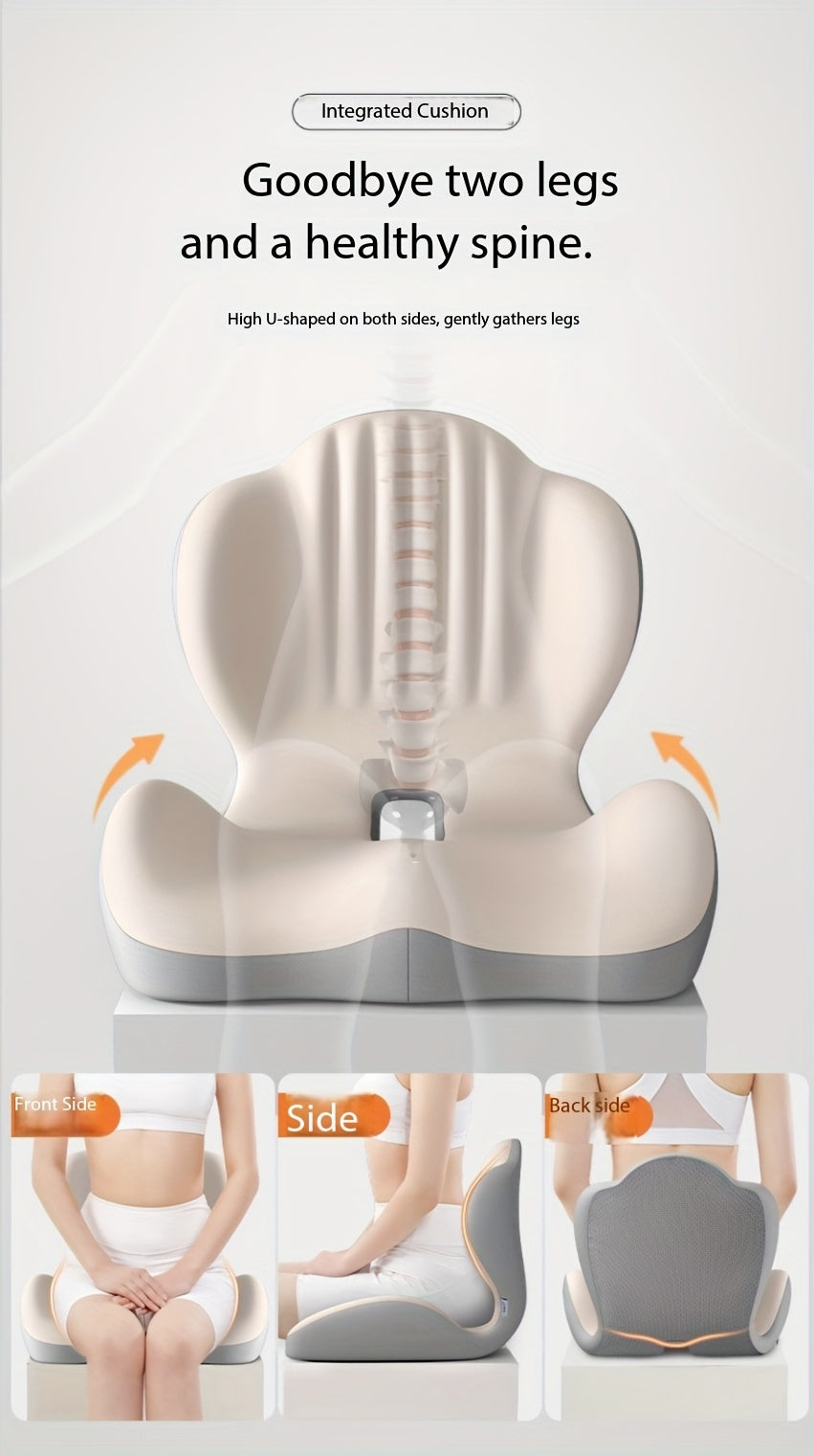 Memory Foam Seat Cushion with Ergonomic Raised Back & Hollow Breathable Design – Coccyx Tailbone Pain Relief Cushion for Office Chair, Car Seat, Wheelchair & Home, Non-Slip Buttock Cushion
