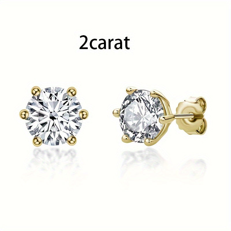 S925 Sterling Silver Moissanite Stud Earrings for Women – Vintage Elegant Style, 0.5CT 1CT 2CT 3CT, Gold & Silver, Daily Wear & Party Jewelry Gift