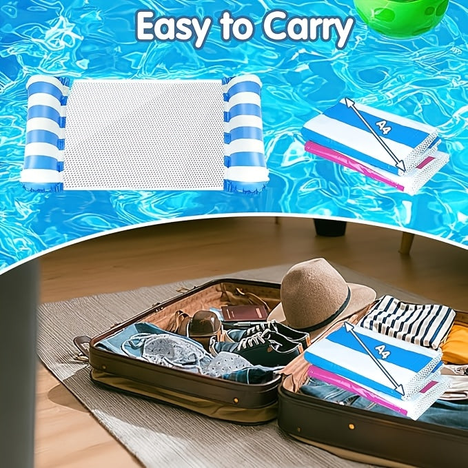 4-in-1 Inflatable Pool Float Lounger for Adults Hammock Raft Exercise Saddle Striped Colorful Swimming Ring Floating Bed for Pool Lake Beach 5-Pack and 8-Pack Options