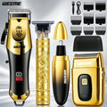Men's Electric Hair Clipper Grooming Set USB Rechargeable Cordless Nose Hair Trimmer Shaver 2-Piece 4-Piece 5-Piece Professional Lithium Battery Father's Day Birthday Gift Golden Blue