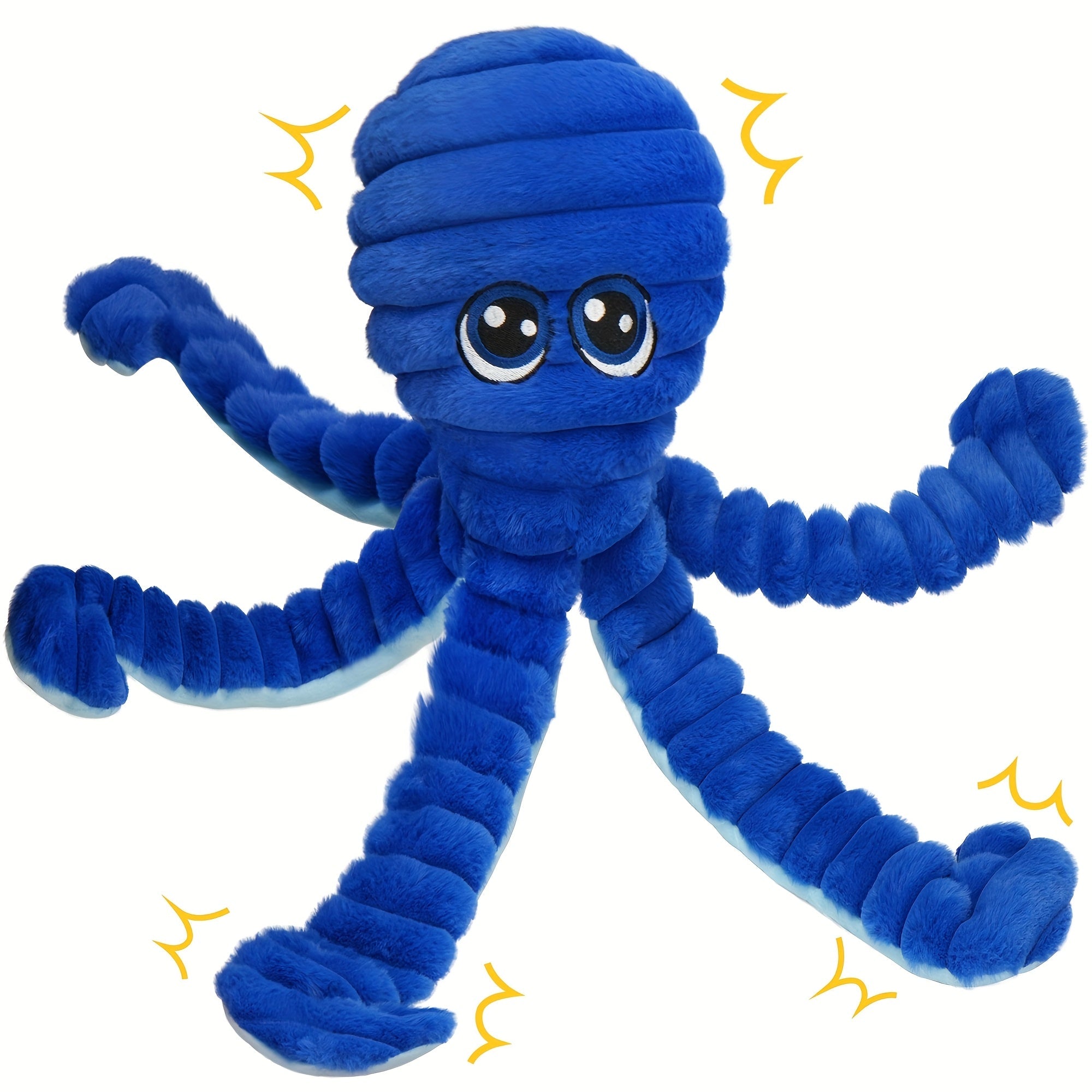 Squeaky Octopus Plush Dog Chew Toy Interactive Stuffed Squeaker Toy Puppies Dogs Soft Teeth Cleaning Chewable Small Medium Large Breeds 5 Colors Green Blue Pink Yellow Red