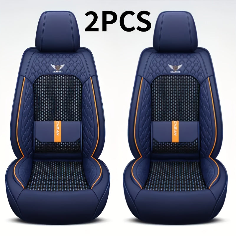 Universal Car Seat Covers Faux Leather Waterproof – Full Set 5-Seat or 2 Front Seats for SUV Sedan Pickup, 3D Diamond Sponge Cushion, Stretchable Non-Slip