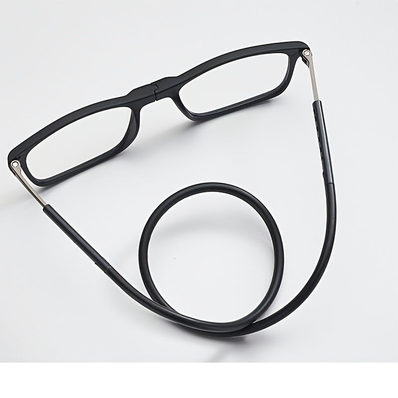 4 Pairs Magnetic Neck Hanging Folding Reading Glasses for Men and Women – Ultra-Light Square Retro Presbyopic Frame, Portable Telescopic Anti-Fall Design, Strengths +1.0 to +4.0 for Office Daily Wear