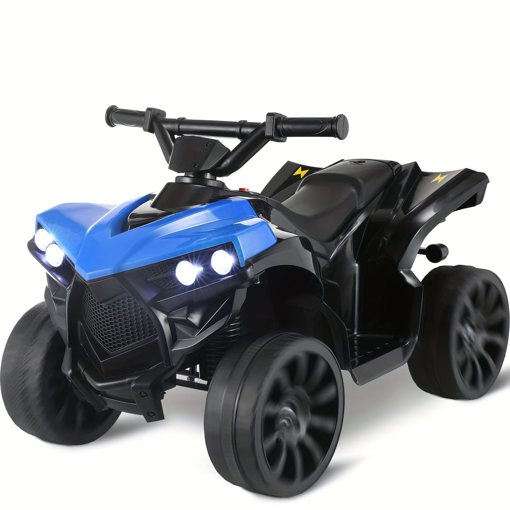 Kids Electric Quad ATV Ride-On Car with Headlights Pedal Accelerator All-Terrain Anti-Slip Tires 55 lbs Capacity 1.86 MPH Ride On Toy for Boys Girls Ages 3-6 Birthday Christmas Gift Blue Black Pink Red