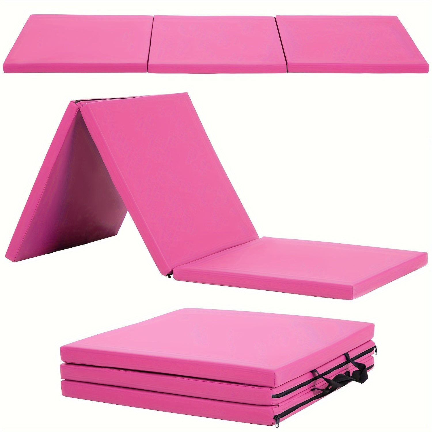 Tri-Fold Yoga Mat Heavy Duty Non-Slip with Carrying Handles – High-Density Foam Folding Exercise Mat for Home Gym, MMA, Wrestling, Gymnastics & Stretching, Workout Mat for Men & Women
