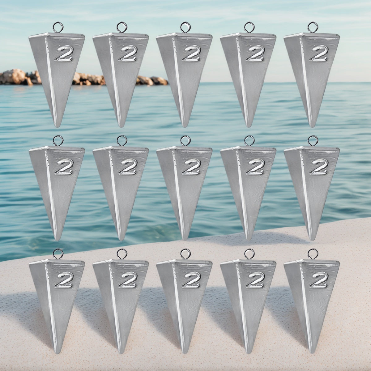 Pyramid Fishing Sinkers 1oz to 10oz Multi-Pack – Strong Hold Saltwater Freshwater Surf Fishing Weights for Pompano Bass Drum Croaker, Bottom Fishing Tackle 1oz 2oz 3oz 4oz 5oz 6oz 8oz 10oz
