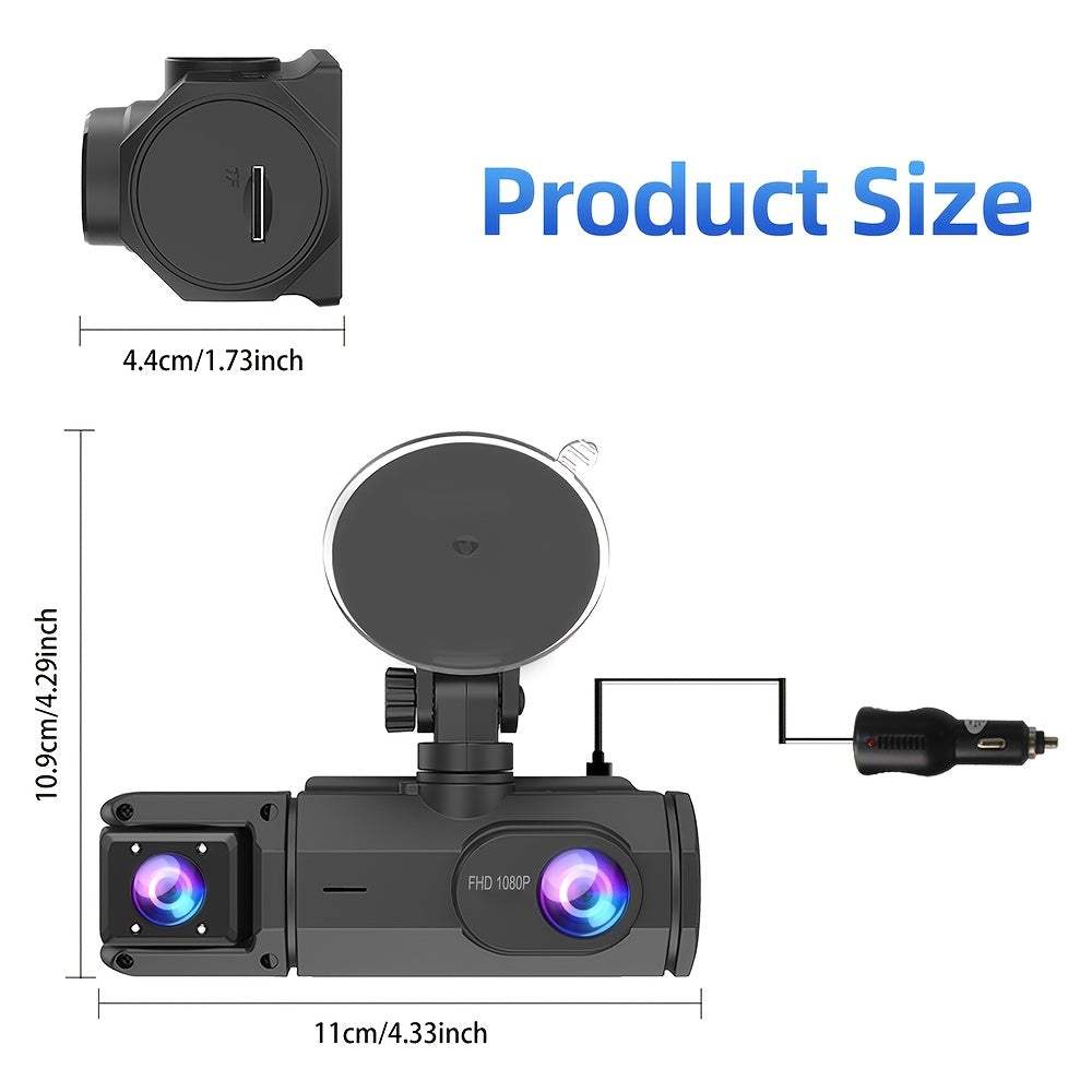 Dash Cam Front and Rear 1080P HD Dual Camera Night Vision 170° Wide Angle ADAS G-Sensor Loop Recording 24Hr Parking Mode 2 Inch IPS Screen for Cars Trucks SUVs