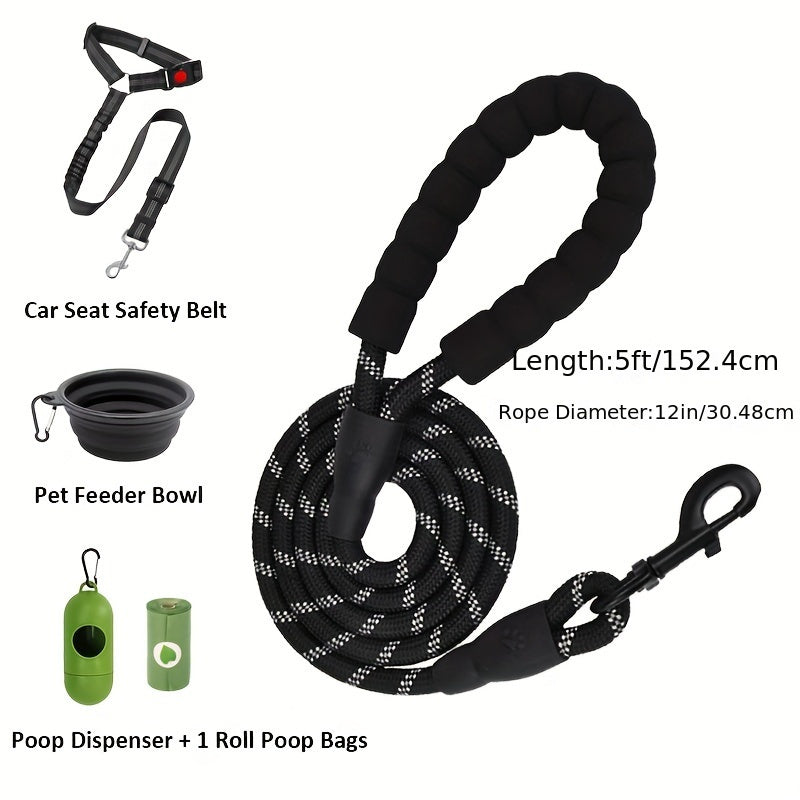 Dog Vest Harness Set with Leash – Adjustable No-Pull Harness Includes 5 Patches, Seat Belt, Collapsible Bowls & Poop Bag Dispenser for Training Walking Hiking XS to XL