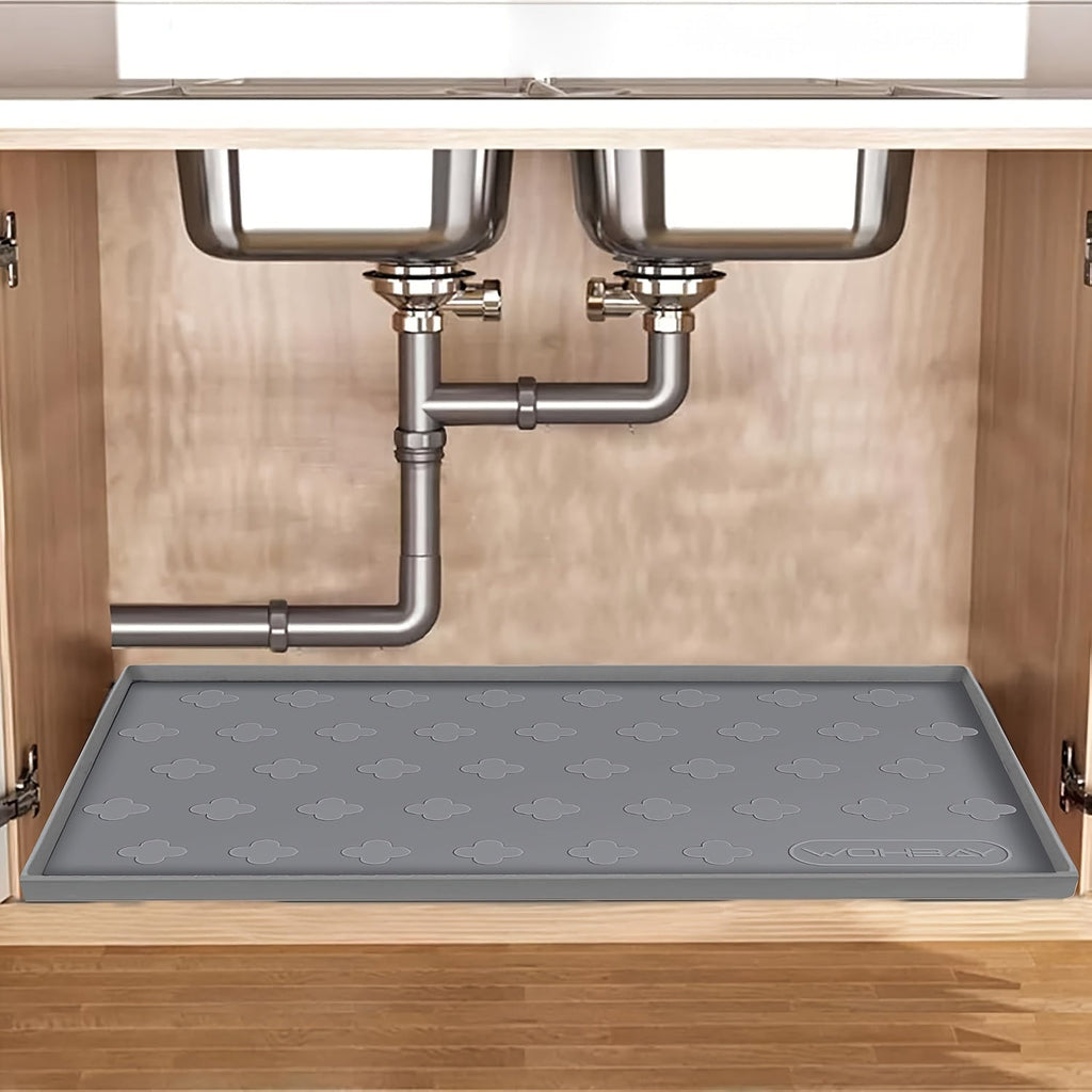 Waterproof Under Sink Mat 34" x 22" – Food-Grade Silicone Kitchen Cabinet Liner & Shelf Protector, Holds 2+ Gallons, Honeycomb Pattern, Easy to Clean, for Kitchen, Bathroom & Multi-Purpose Use