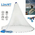 8FT 10FT Fishing Cast Net with Zinc Sinkers – Easy Throw Nylon Monofilament Bait Trap Net for Saltwater Freshwater, 240 300 Steel Drop, American Anglers Shore Pier Kayak Boat Fishing