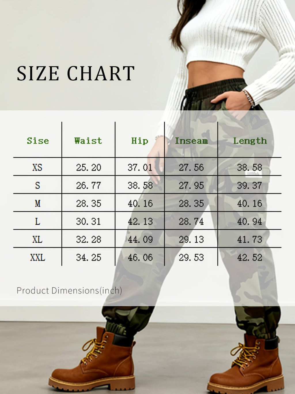 Women's Camo Cargo Pants Lightweight Breathable Hiking Outdoor Casual Long Pants – Multi-Pocket Elastic Waist, Sizes XS-XXL, Camouflage Khaki Black Army Green Grey